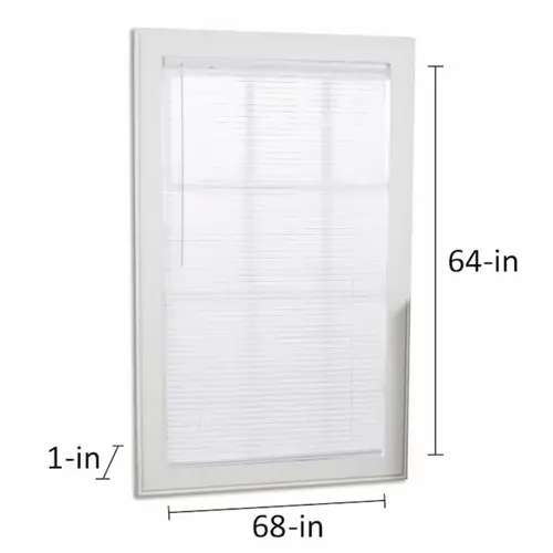 Project Source Cordless 1-in White Vinyl Light Filtering Mini-Blind 68-in x 64-in Project Source Cordless 1-in White Vinyl Light Filtering Mini-Blind 68-in x 64-in