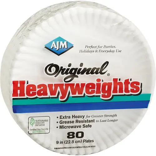 Paper Plates 9" Heavyweight - pack of 80 Paper Plates 9" Heavyweight - pack of 80