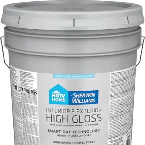 HGTV Home by Sherwin-Williams High-Gloss Extra White Water-Based Interior/Exterior Door and Trim Paint, 5-Gallon HGTV Home by Sherwin-Williams High-Gloss Extra White Water-Based Interior/Exterior Door and Trim Paint, 5-Gallon