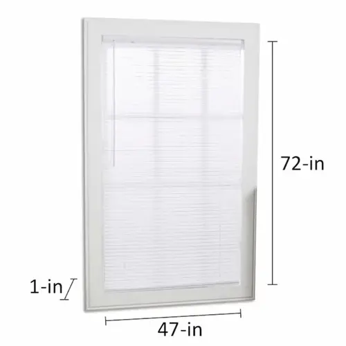 Project Source Cordless 1-in White Vinyl Light Filtering Mini-Blind 47-in x 72-in Project Source Cordless 1-in White Vinyl Light Filtering Mini-Blind 47-in x 72-in