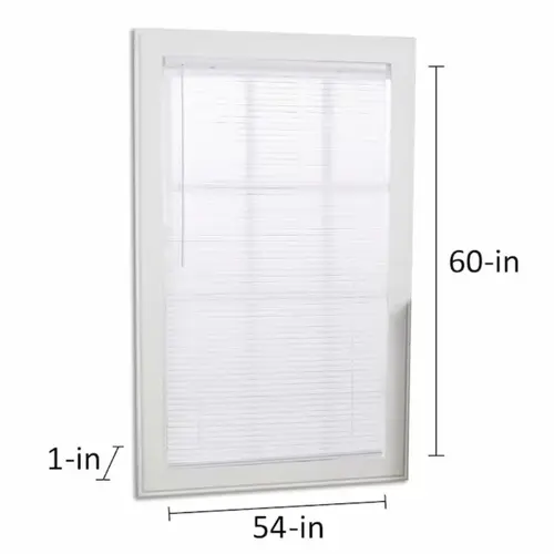 Project Source Cordless 1-in White Vinyl Light Filtering Mini-Blind 54-in x 60-in Project Source Cordless 1-in White Vinyl Light Filtering Mini-Blind 54-in x 60-in