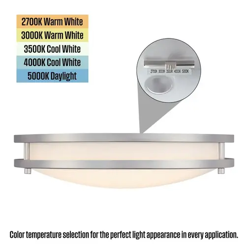 Westinghouse 16-in 23W LED Flush-Mount Ceiling Fixture, CCT-Selectable, Brushed Nickel Westinghouse 16-in 23W LED Flush-Mount Ceiling Fixture, CCT-Selectable, Brushed Nickel