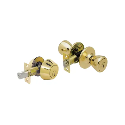 Single Cylinder Deadbolt/Tulip Entry Combo Polished Brass Single Cylinder Deadbolt/Tulip Entry Combo Polished Brass