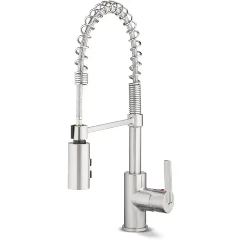 Project Source Flynt Spring Pull-Down Kitchen Faucet, Stainless Steel Project Source Flynt Spring Pull-Down Kitchen Faucet, Stainless Steel
