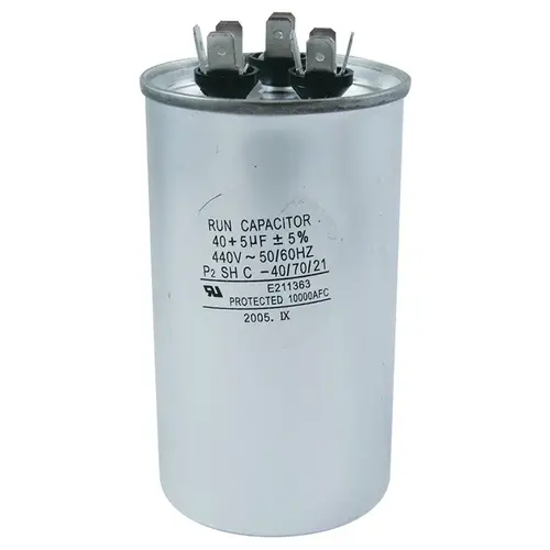 370/440 VAC 80/5 MFD Round Dual-Run Capacitor 370/440 VAC 80/5 MFD Round Dual-Run Capacitor