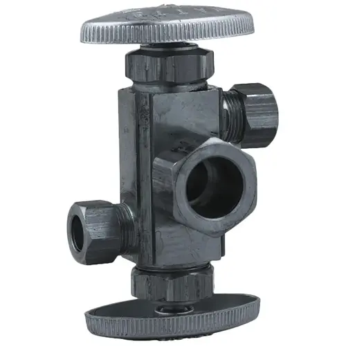 Dual Angle Valve 5/8" Comp x 3/8" x 3/8" Comp Outlets Dual Angle Valve 5/8" Comp x 3/8" x 3/8" Comp Outlets