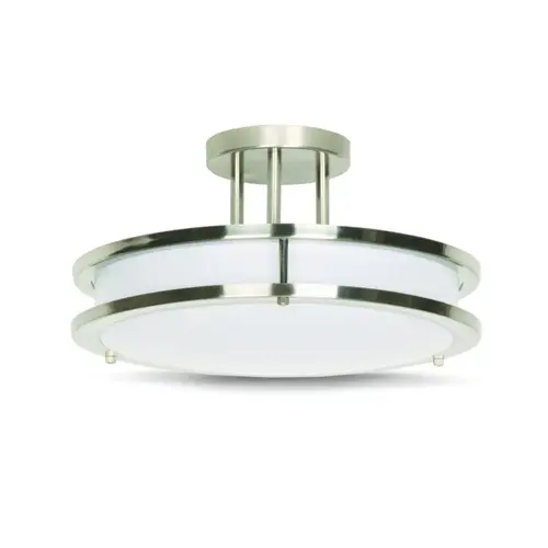 14" LED Round Semi-Flush Ceiling Fixture Bright Satin Nickel 14" LED Round Semi-Flush Ceiling Fixture Bright Satin Nickel