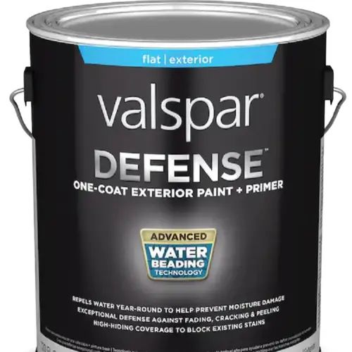 Valspar Defense Flat Base 2 Tintable Latex Exterior Paint + Primer, 1-Gallon Valspar Defense Flat Base 2 Tintable Latex Exterior Paint + Primer, 1-Gallon