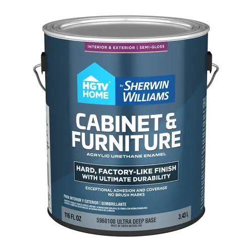 HGTV Home by Sherwin-Williams Semi-Gloss Ultra Deep Tintable Cabinet and Furniture Paint Enamel, 1-Gallon HGTV Home by Sherwin-Williams Semi-Gloss Ultra Deep Tintable Cabinet and Furniture Paint Enamel, 1-Gallon