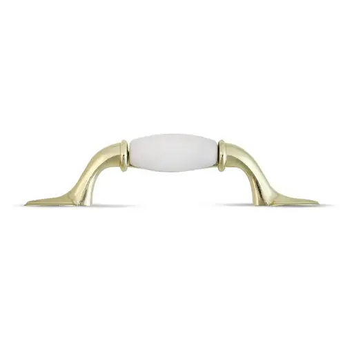 Cabinet Drawer Pull Polished Brass with White Insert 3" - pack of 5 Cabinet Drawer Pull Polished Brass with White Insert 3" - pack of 5