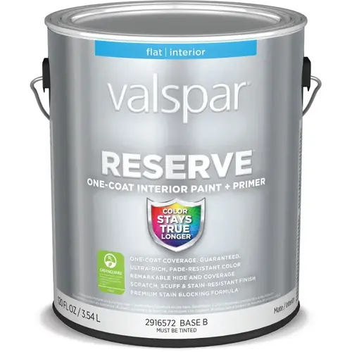 Valspar Reserve Flat Base Tintable Latex Interior Paint + Primer, 1-Gallon Valspar Reserve Flat Base Tintable Latex Interior Paint + Primer, 1-Gallon
