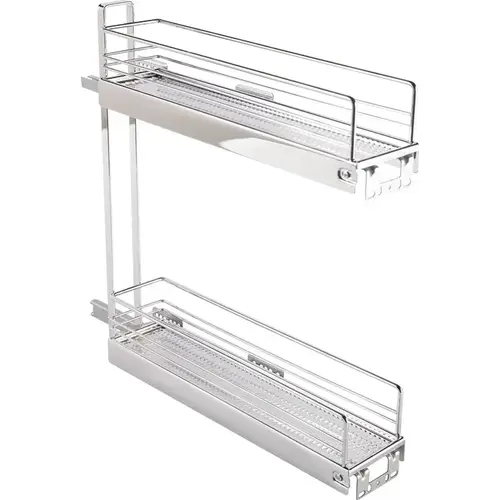 Base Pull Out 2 Tier 90 Degree 21-1/4" Inside Cabinet Height Chrome Base Pull Out 2 Tier 90 Degree 21-1/4" Inside Cabinet Height Chrome
