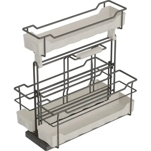 Under Sink Storage Unit Pull-Out, Portero SET 3, Steel and Plastic Material, 10-7/8" Width, 18-7/16" Depth, Anthracite Extension And Tray Finish Under Sink Storage Unit Pull-Out, Portero SET 3, Steel and Plastic Material, 10-7/8" Width, 18-7/16" Depth, Anthracite Extension And Tray Finish