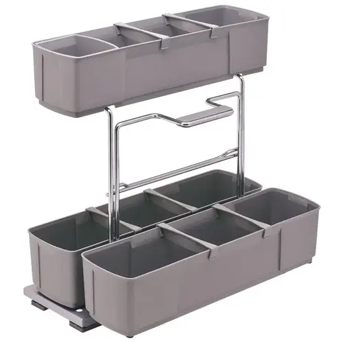 Cleaning Agent Set, Plastic And Steel Material, 11-3/4" Exterior Width, 18-7/8" Exterior Depth, Gray And Chrome Finish Cleaning Agent Set, Plastic And Steel Material, 11-3/4" Exterior Width, 18-7/8" Exterior Depth, Gray And Chrome Finish
