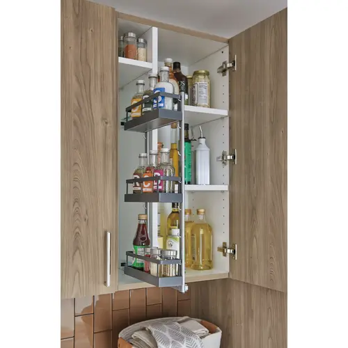 Spice Rack Frame Set, Steel Material, 3/4" Width, 10" Depth, 23-1/2" Height, 1" Thickness, Anthracite Finish Spice Rack Frame Set, Steel Material, 3/4" Width, 10" Depth, 23-1/2" Height, 1" Thickness, Anthracite Finish