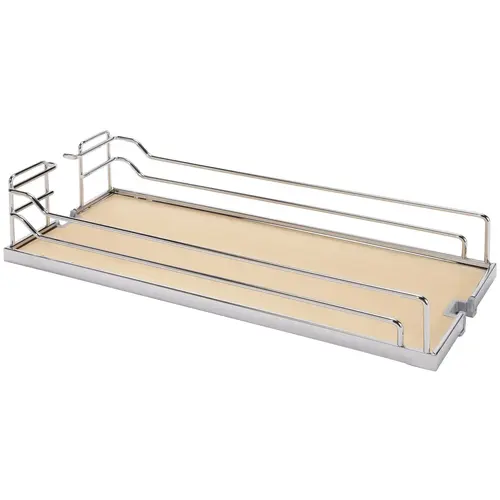 Dispensa Single Tray, Melamine Shelf Material, 14" Width, 14-1/2" Minimum Cabinet Opening Width, Maple And Chrome Finish Dispensa Single Tray, Melamine Shelf Material, 14" Width, 14-1/2" Minimum Cabinet Opening Width, Maple And Chrome Finish