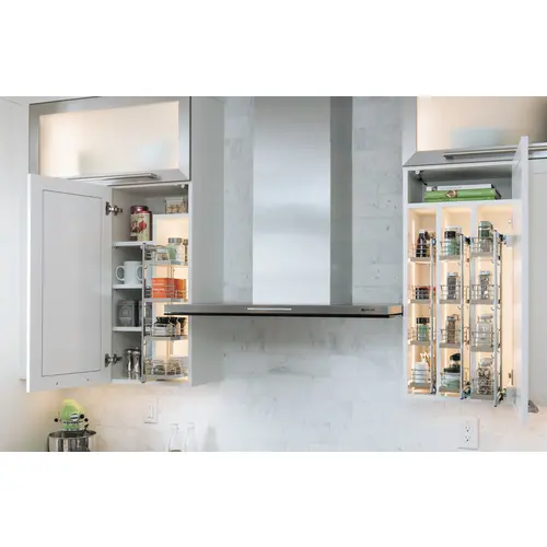 Spice Rack Frame Set, Steel Material, Side Mounted, 9-7/8" Installation length, 10" Extension length, Silver And Steel Galvanized Finish Spice Rack Frame Set, Steel Material, Side Mounted, 9-7/8" Installation length, 10" Extension length, Silver And Steel Galvanized Finish