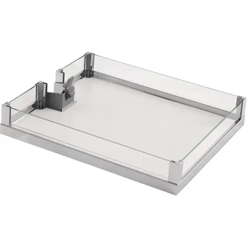 Lavido Individual Adjustable Tray, Melamine And Steel Material, Arena Style, 21-5/8" Width, 18-1/2" Depth, Large Size, White And Chrome Finish Lavido Individual Adjustable Tray, Melamine And Steel Material, Arena Style, 21-5/8" Width, 18-1/2" Depth, Large Size, White And Chrome Finish