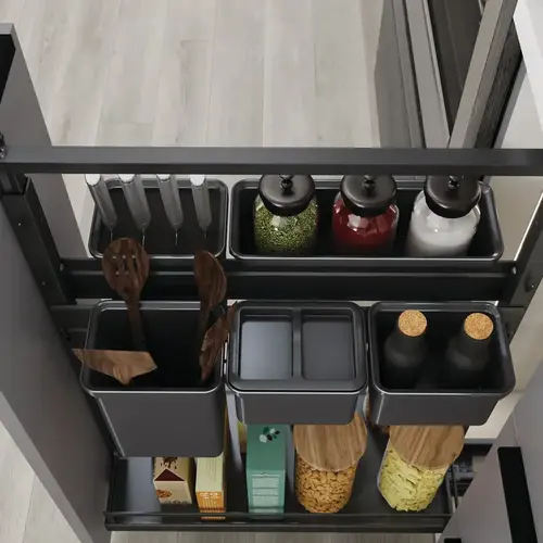 Youboxx Set 2 for Dispensa BPO, Plastic Material With Steel Rails, 10-1/2" Minimum Cabinet Opening Width, Anthracite Finish Youboxx Set 2 for Dispensa BPO, Plastic Material With Steel Rails, 10-1/2" Minimum Cabinet Opening Width, Anthracite Finish