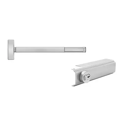 36" Delayed Egress Concealed Vertical Rod Exit Device, Key Controls Thumb Piece, Less Bottom Rod, 3' Device, Satin Aluminum Clear Anodized 36" Delayed Egress Concealed Vertical Rod Exit Device, Key Controls Thumb Piece, Less Bottom Rod, 3' Device, Satin Aluminum Clear Anodized