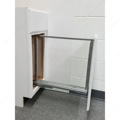 Base Pull-Out Frame, Dispensa, Steel Material, 3-3/4" Width, 4 Tray Positions, 20" To 28" Installation Height, Silver Finish Base Pull-Out Frame, Dispensa, Steel Material, 3-3/4" Width, 4 Tray Positions, 20" To 28" Installation Height, Silver Finish