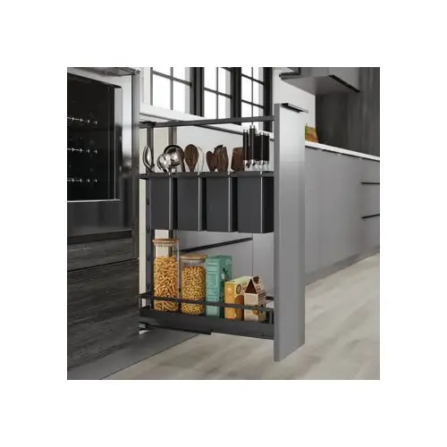 Storage Boxes Utility Kit for Dispensa BPO, Plastic Material, Steel Rail, 6" Width, 4 Boxes and 1 Knife Block, Anthracite Finish Storage Boxes Utility Kit for Dispensa BPO, Plastic Material, Steel Rail, 6" Width, 4 Boxes and 1 Knife Block, Anthracite Finish