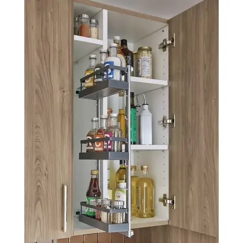 Spice Rack Tray Set, Arena Plus Style, Melamine Shelf with Steel Surround Material, 5" Width, 9-7/8" Depth, Anthracite Finish Spice Rack Tray Set, Arena Plus Style, Melamine Shelf with Steel Surround Material, 5" Width, 9-7/8" Depth, Anthracite Finish