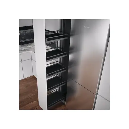 Dispensa Single Tray, Melamine shelf Material, 14" width, 14-1/2" Minimum Cabinet Opening Width, Anthracite Shelf And Surrounding Finish Dispensa Single Tray, Melamine shelf Material, 14" width, 14-1/2" Minimum Cabinet Opening Width, Anthracite Shelf And Surrounding Finish