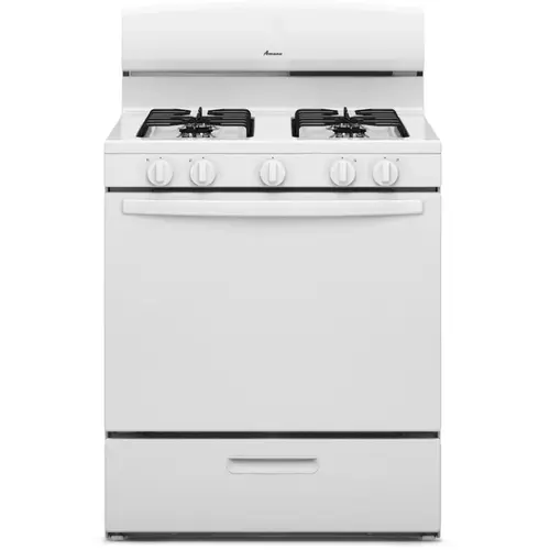 Gas Range, 30"W, 5.1 cu ft, Free Standing, White Gas Range, 30"W, 5.1 cu ft, Free Standing, White
