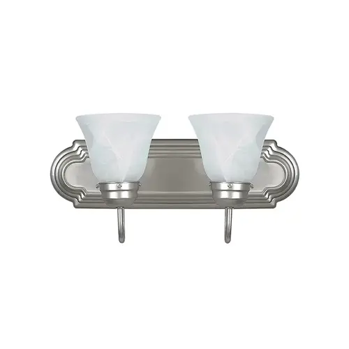 18" 2-Light Satin Nickel Tiered Vanity Fixture 18" 2-Light Satin Nickel Tiered Vanity Fixture