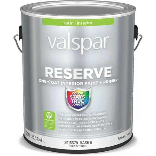 Valspar Reserve Satin Base Tintable Latex Interior Paint + Primer, 1-Gallon Valspar Reserve Satin Base Tintable Latex Interior Paint + Primer, 1-Gallon
