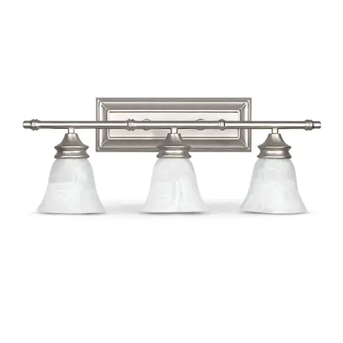 Maddox 3-Light Bright Satin Nickel Vanity Fixture Maddox 3-Light Bright Satin Nickel Vanity Fixture