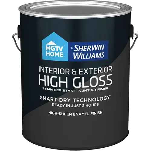 HGTV Home by Sherwin-Williams High-Gloss Black Water-Based Interior/Exterior Door and Trim Paint, 1-Gallon HGTV Home by Sherwin-Williams High-Gloss Black Water-Based Interior/Exterior Door and Trim Paint, 1-Gallon