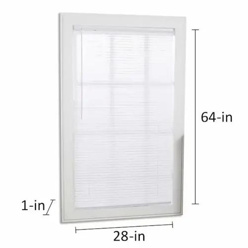 Project Source Cordless 1-in White Vinyl Light Filtering Mini-Blind 28-in x 64-in Project Source Cordless 1-in White Vinyl Light Filtering Mini-Blind 28-in x 64-in