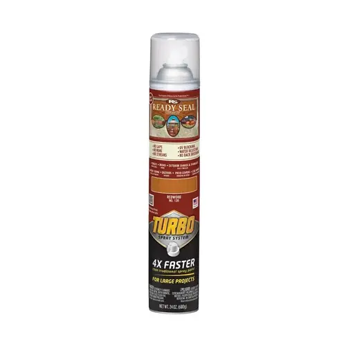 Ready Seal Stain With Turbo Spray System, Smooth, Redwood, 24 oz, Aerosol Can Ready Seal Stain With Turbo Spray System, Smooth, Redwood, 24 oz, Aerosol Can