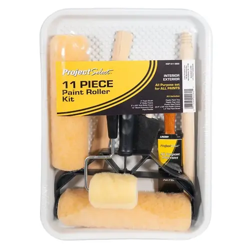 Linzer RS611 Roller and Tray Set, Metal, Includes: (2) 3/8 in Roller Covers, Metal Tray, Tray Liner, Extension Handle Linzer RS611 Roller and Tray Set, Metal, Includes: (2) 3/8 in Roller Covers, Metal Tray, Tray Liner, Extension Handle