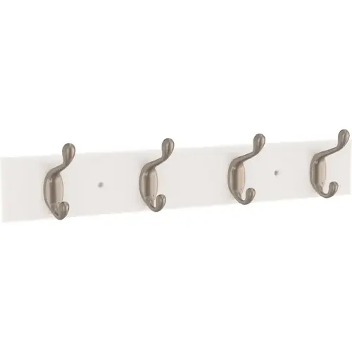 Casual Curve Coat & Hat Hook Rack with 4 Hooks, 16", Pure White & Nickel, 2/Pack Casual Curve Coat & Hat Hook Rack with 4 Hooks, 16", Pure White & Nickel, 2/Pack