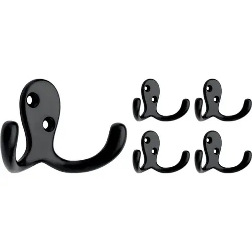 Franklin Brass Double Prong Robe Hook, Matte Black, 5/Pack Franklin Brass Double Prong Robe Hook, Matte Black, 5/Pack