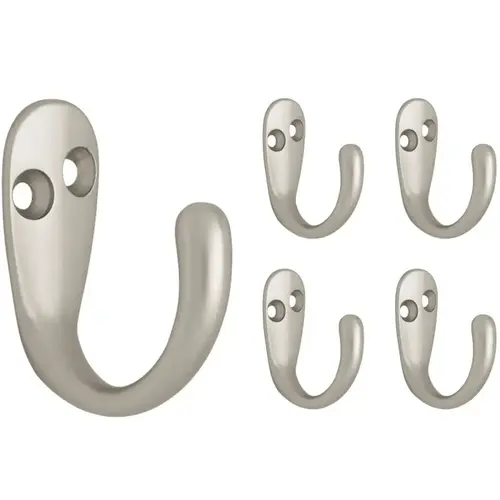 Franklin Brass Single Prong Robe Hook, Matte Nickel, 5/Pack Franklin Brass Single Prong Robe Hook, Matte Nickel, 5/Pack