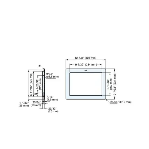Sugatsune AZ-ND Series 12-3/16"W x 9-1/4"H Rectangular Bezel, Stainless Steel w/Satin Stainless Steel Finish Sugatsune AZ-ND Series 12-3/16"W x 9-1/4"H Rectangular Bezel, Stainless Steel w/Satin Stainless Steel Finish