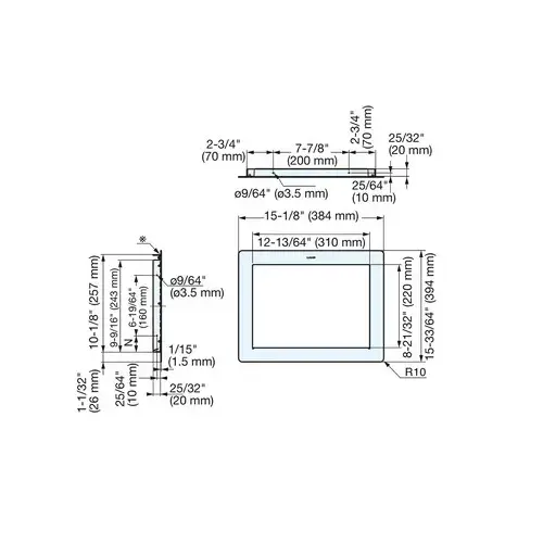 Sugatsune AZ-ND Series 15-1/8"W x 11-5/8"H Rectangular Bezel, Stainless Steel w/Satin Stainless Steel Finish Sugatsune AZ-ND Series 15-1/8"W x 11-5/8"H Rectangular Bezel, Stainless Steel w/Satin Stainless Steel Finish