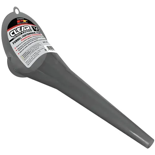 Performance Tool Clear View Series Long Reach Funnel, 0.5 pt Capacity, Polypropylene, Clear, 4-1/4 in H Performance Tool Clear View Series Long Reach Funnel, 0.5 pt Capacity, Polypropylene, Clear, 4-1/4 in H