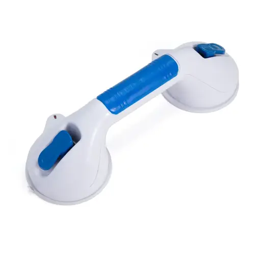 No-Drill Suction Shower Handle 12" White/Blue No-Drill Suction Shower Handle 12" White/Blue