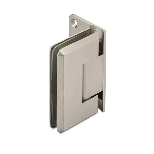 Oceana Ultra Heavy Duty Adjustable 90 degree Wall-Glass Hinge with Offset Backplate - Brushed Nickel Oceana Ultra Heavy Duty Adjustable 90 degree Wall-Glass Hinge with Offset Backplate - Brushed Nickel