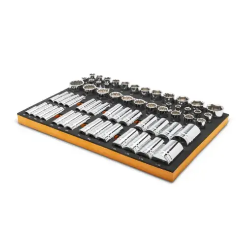 60 Piece 1/2 Inch Drive Master SAE Socket Set Inch Foam Storage Tray 60 Piece 1/2 Inch Drive Master SAE Socket Set Inch Foam Storage Tray
