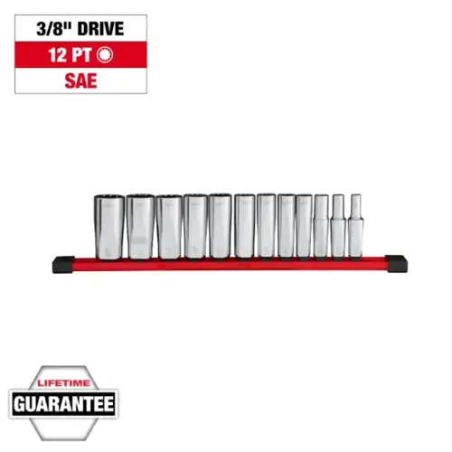 12pc 3/8 inch Drive 12-Point Deep Well SAE Socket Set 12pc 3/8 inch Drive 12-Point Deep Well SAE Socket Set