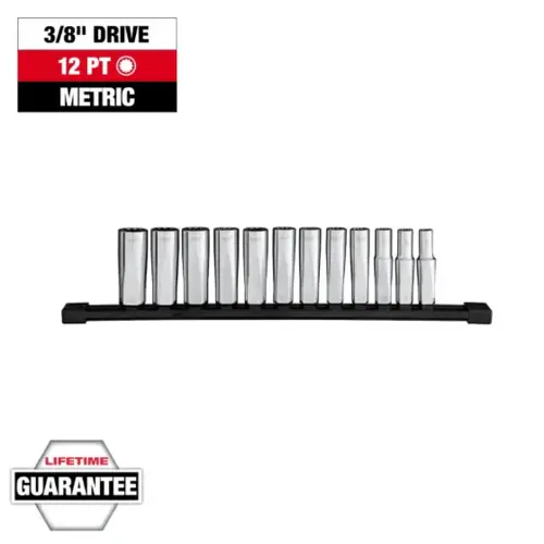 12pc 3/8 inch Drive 12-Point Deep Well Metric Socket Set 12pc 3/8 inch Drive 12-Point Deep Well Metric Socket Set