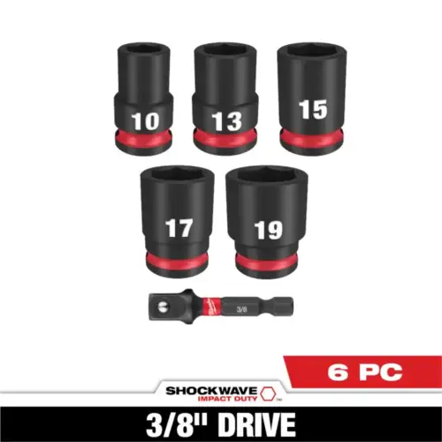 6PC SHOCKWAVE Impact Duty 3/8" Drive Metric Standard Socket Set 6PC SHOCKWAVE Impact Duty 3/8" Drive Metric Standard Socket Set