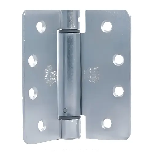 Lubricated Bearing Single Acting Spring Hinge, Residential Grade Template Hole Patter 1/4 In. Radius, 3-1/2 In. by 3-1/2 In. Satin Brass Lubricated Bearing Single Acting Spring Hinge, Residential Grade Template Hole Patter 1/4 In. Radius, 3-1/2 In. by 3-1/2 In. Satin Brass