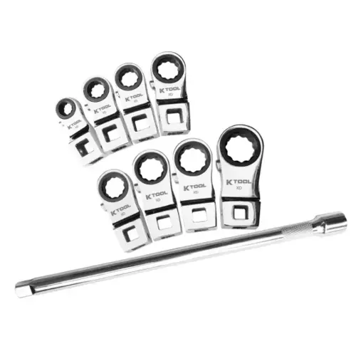 Ratcheting Crowfoot Set SAE 9 Piece 3/8 Inch Drive 120 Tooth Ratcheting Crowfoot Set SAE 9 Piece 3/8 Inch Drive 120 Tooth